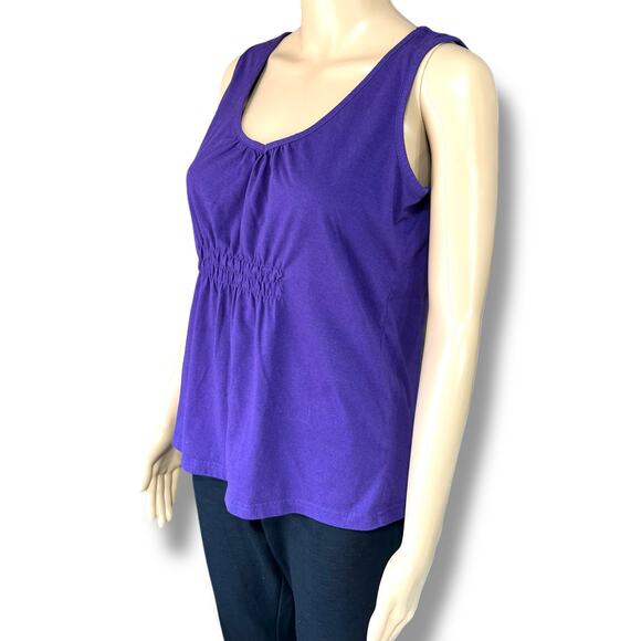Basic Editions Womens Tank Top Pullover Smocked Empire Waist Purple Small - Picture 6 of 9